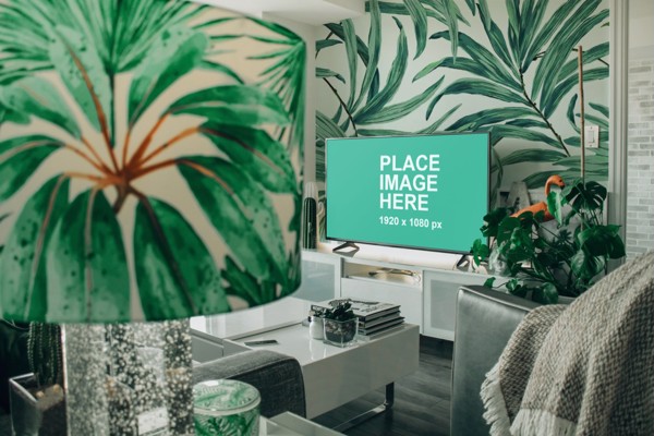 TV in green living room