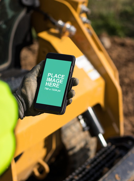 Close up iPhone 8 at construction site
