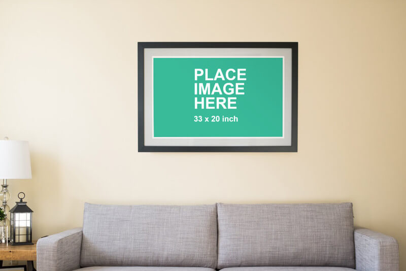 Large black frame in living room