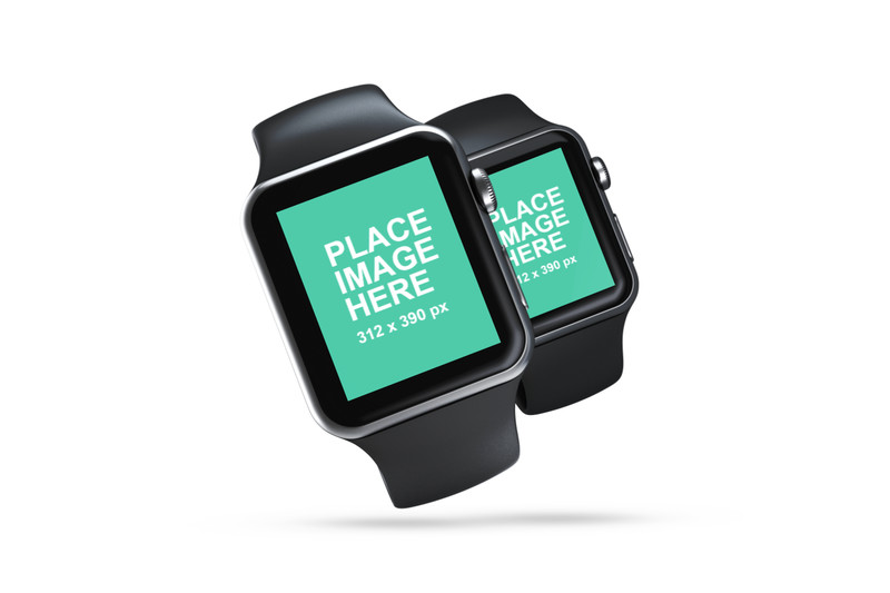 2 floating Apple Watches