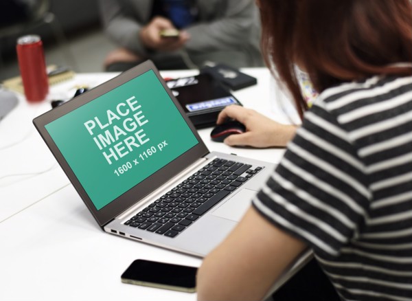 Woman using PC laptop