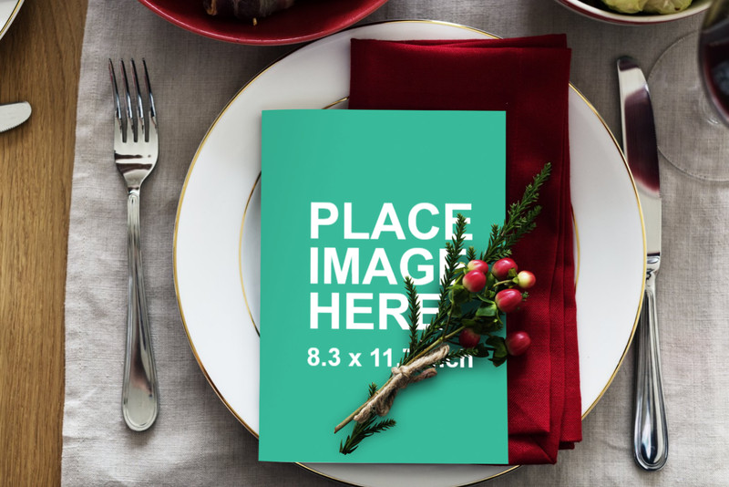 Letter card on plate