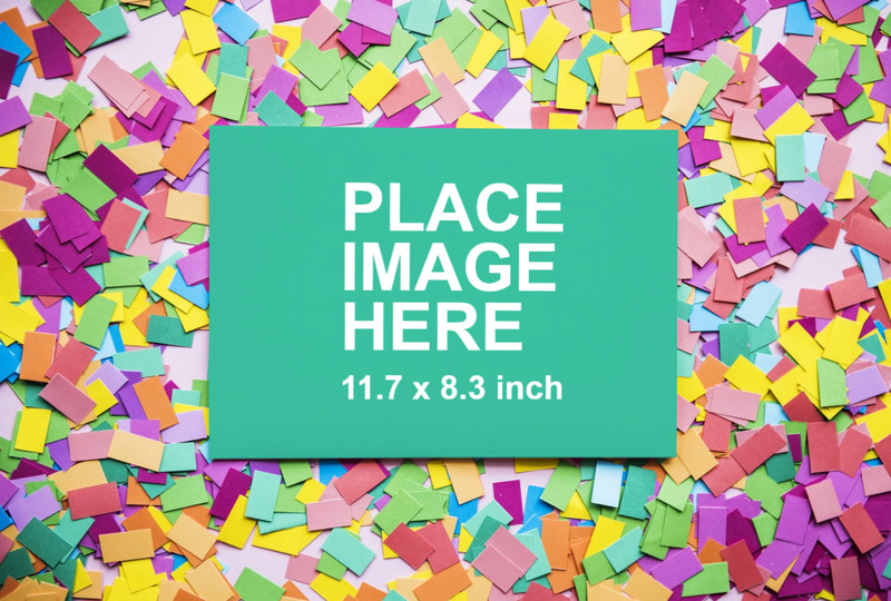 A4 paper with confetti
