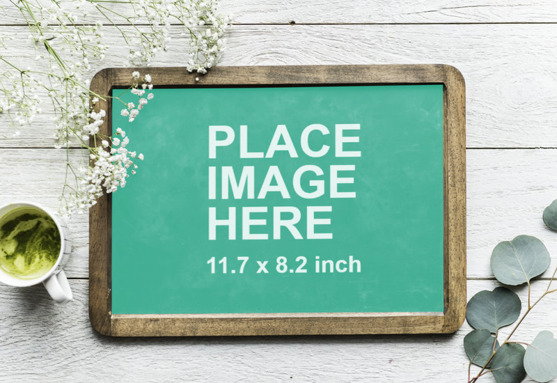 Top view of chalkboard