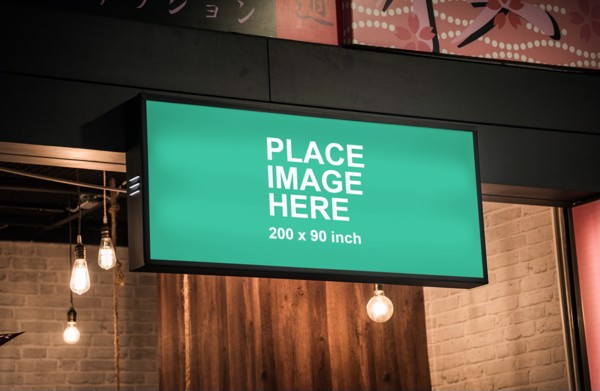 Long billboard hanging from loft