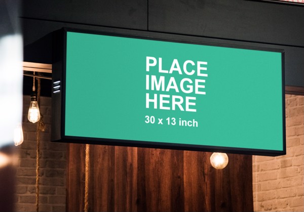 Long billboard in cafe