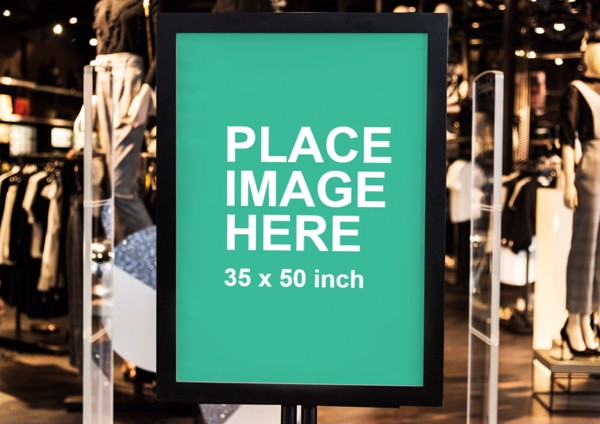 Close up billboard in store