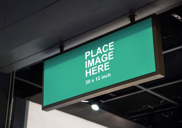 Long billboard in shop
