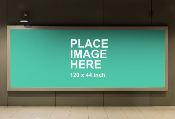 Long billboard on wall