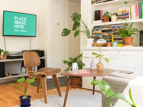 TV hangin in small living room