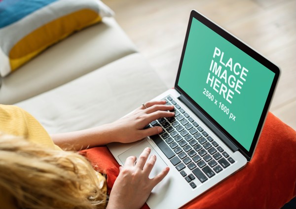 Woman using MacBook