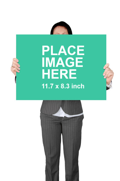 Business woman with sign