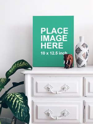Poster on white dresser