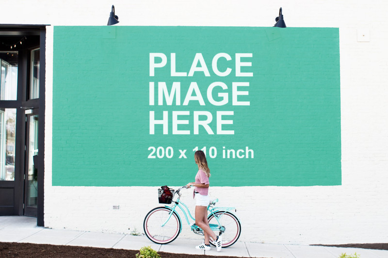 Huge billboard on white wall