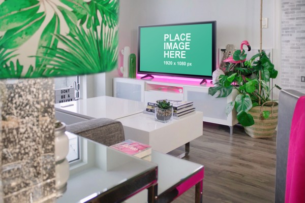 Black TV in living room