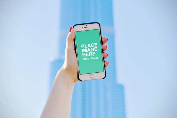 iPhone 6 with Burj Khalifa in background