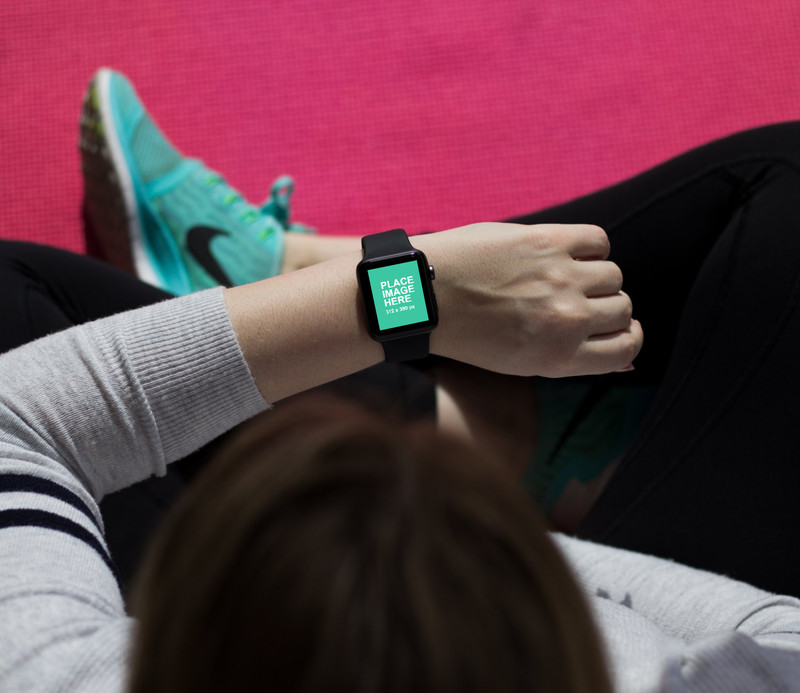 Woman with Apple Watch