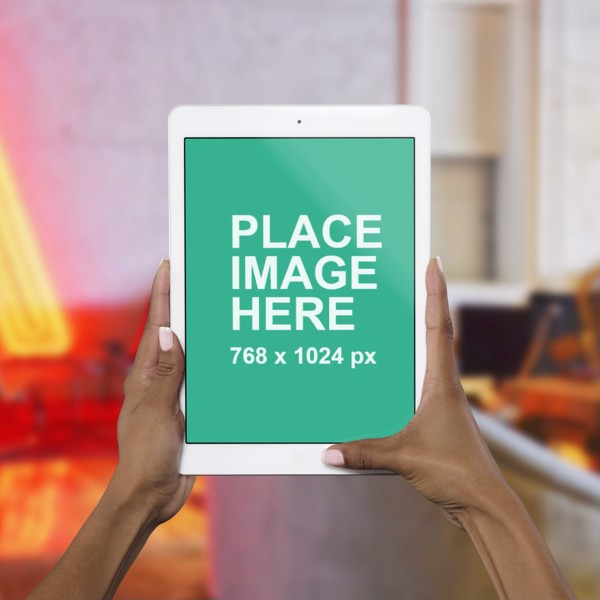 Woman holding iPad