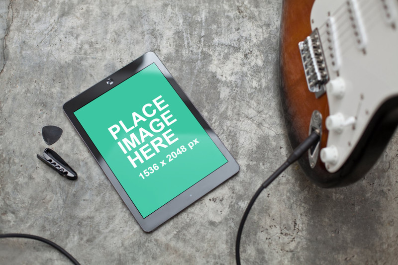 Black iPad Air guitar