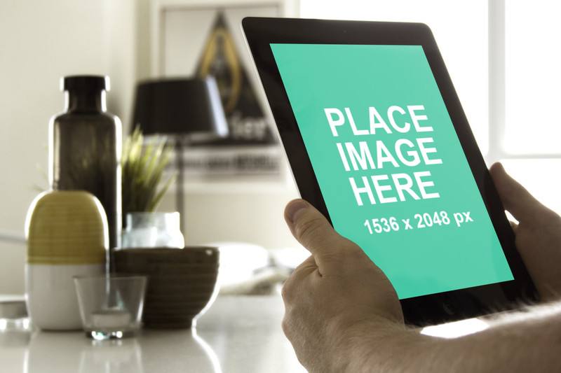 Black ipad in livingroom