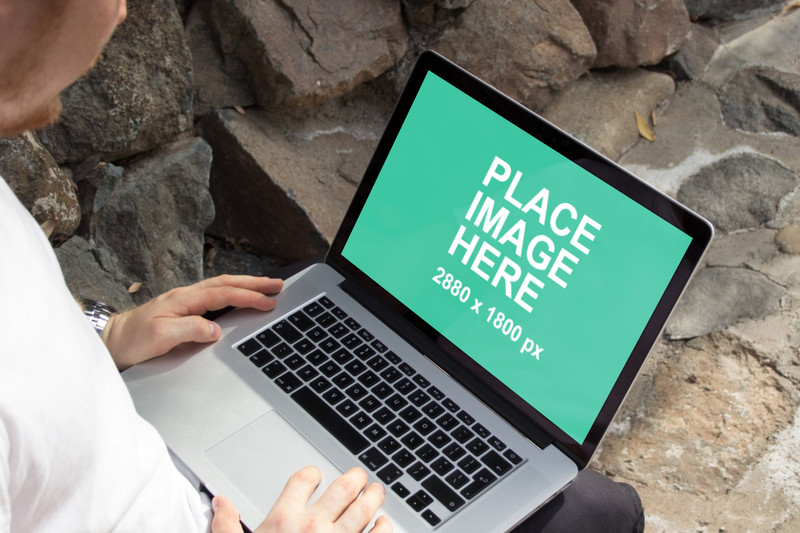 Black laptop outside