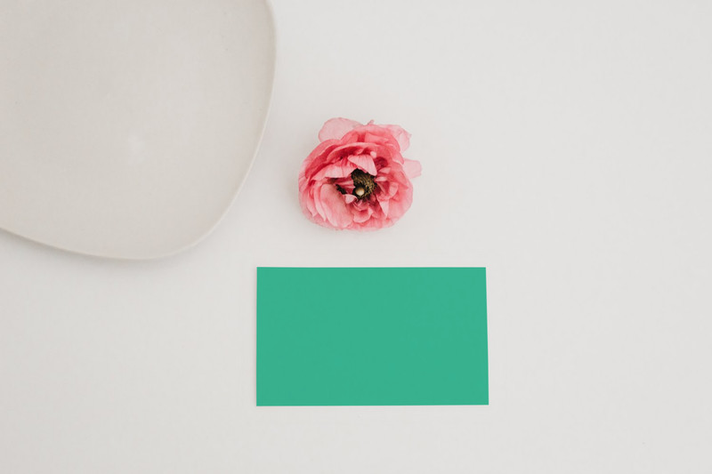 Business card on white table