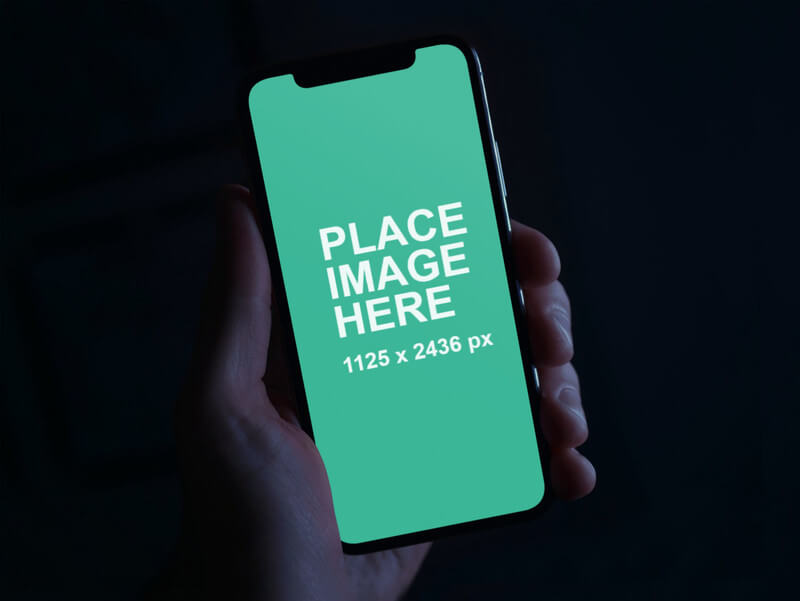 Closeup holding an iPhone X
