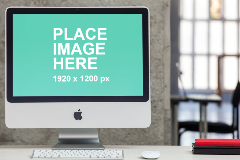 Closeup iMac in open office