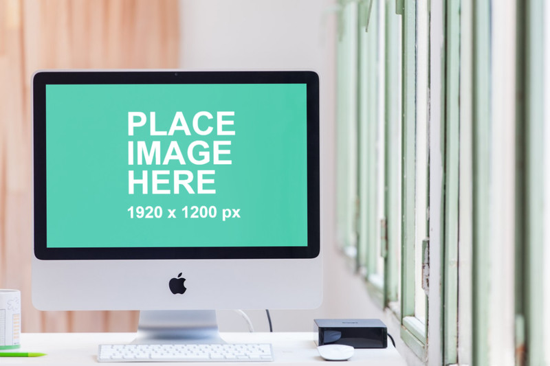 Closeup iMac in open office