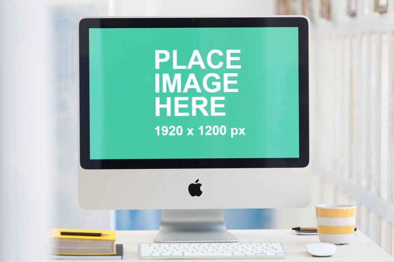 Closeup iMac in open office
