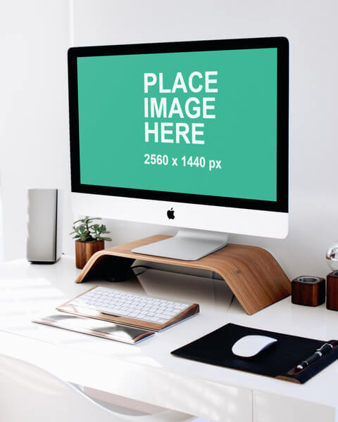 Closeup of iMac on desk
