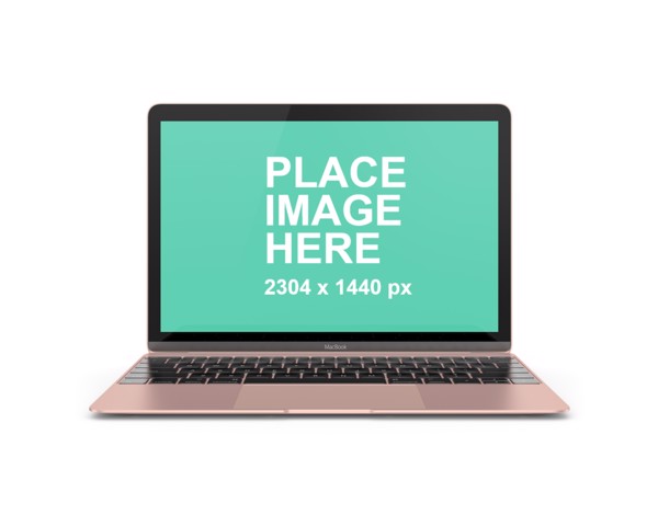 Front view mockup of Rose Gold MacBook