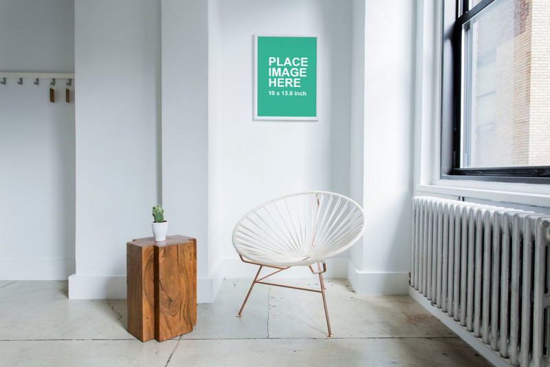 Small white frame hanging