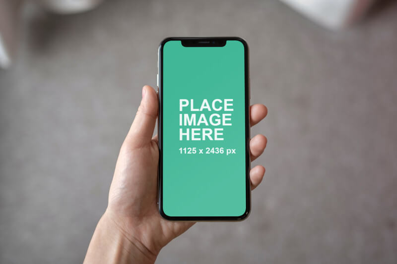 Holding an iPhone X 