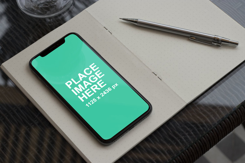 iPhone X on book