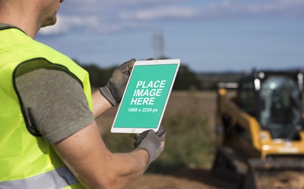 Construction worker and iPad Pro