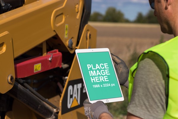 Construction worker using iPad Pro