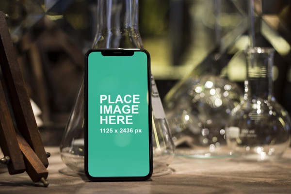 iPhone with test tubes