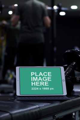 iPad Pro in gym with man