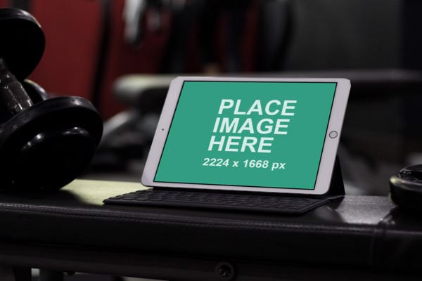iPad mockup in gym