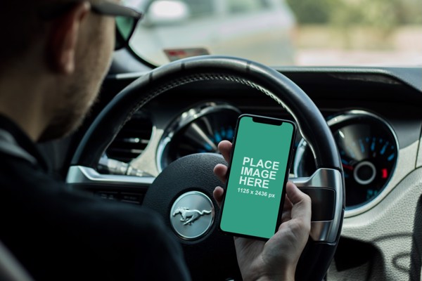 iPhone X in car