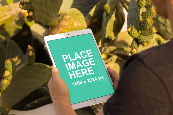 Man holding iPad Pro