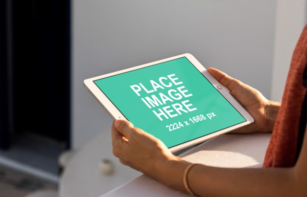 Woman using iPad
