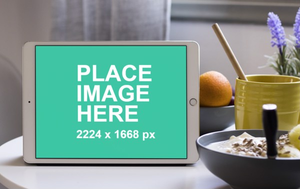 White iPad in landscape