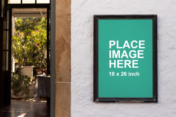 Poster on wall mockup
