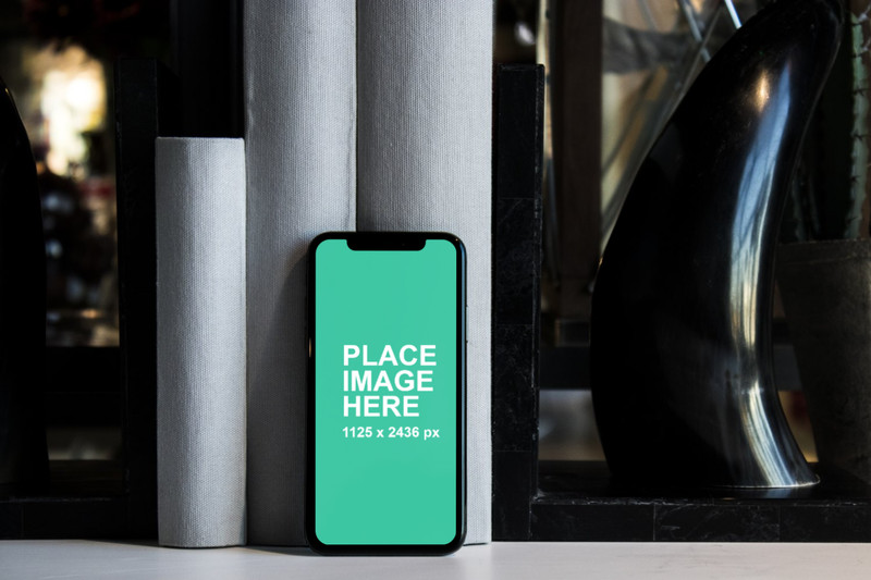 iPhone X with books
