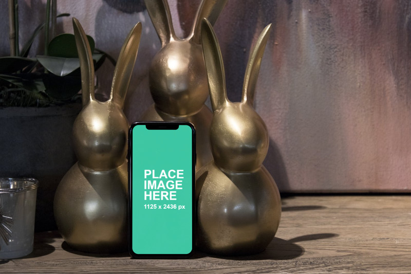 3 bunnies holding iPhone X