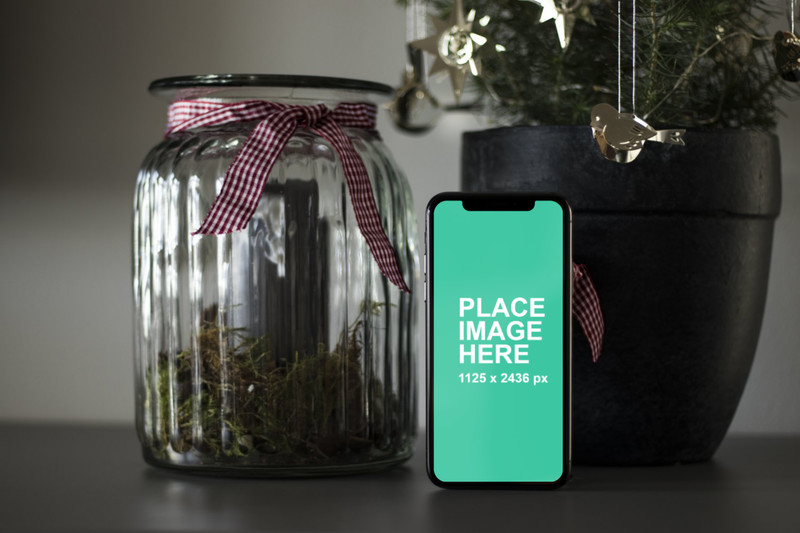 Plants standing with iPhone X
