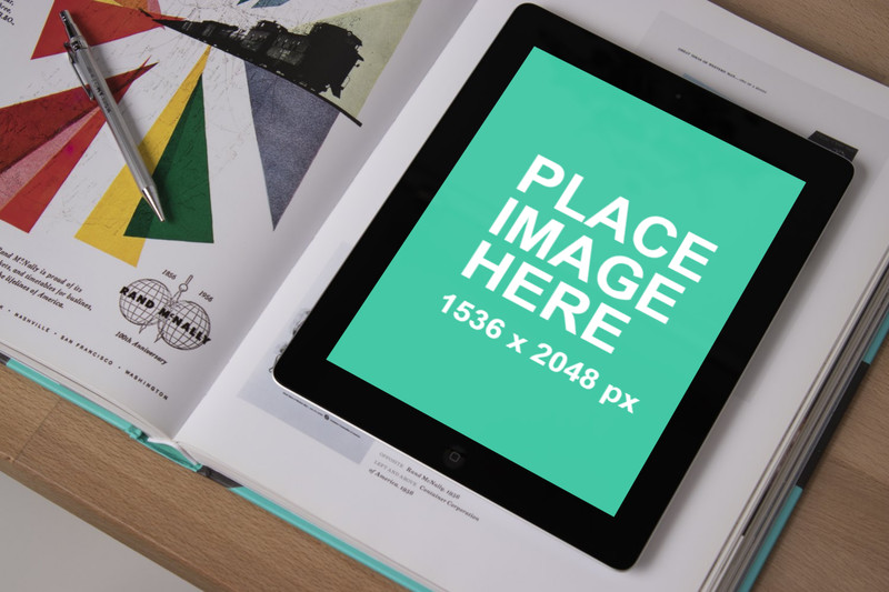 iPad Air on a book mockup