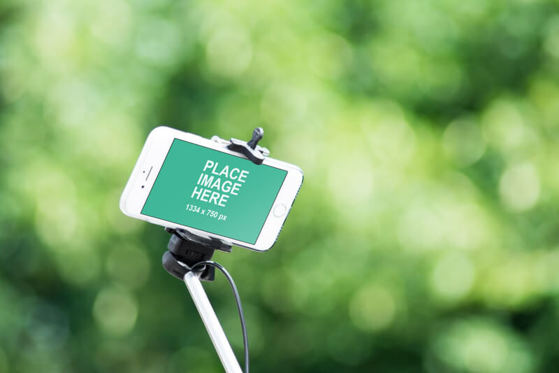 iPhone and selfie stick